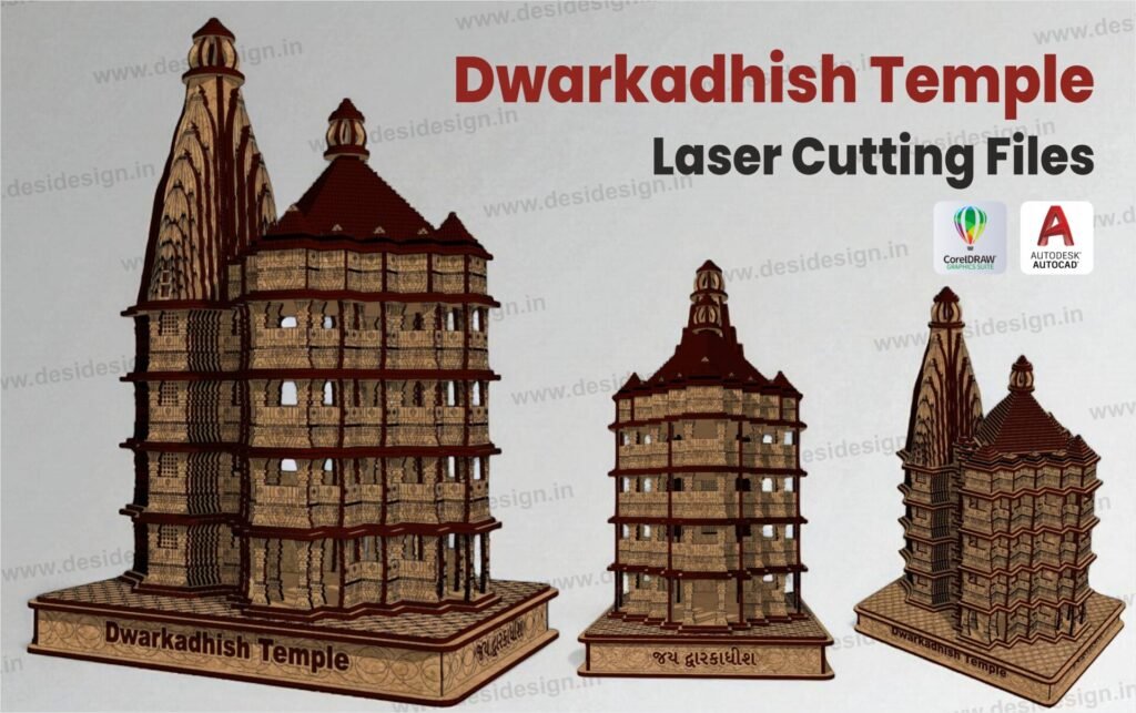 Dwarkadhish Temple Detailed Laser Cutting File – CDR & DXF | 3D Shree ...