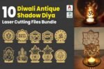 10 diwali shadow diya laser cutting files bundle